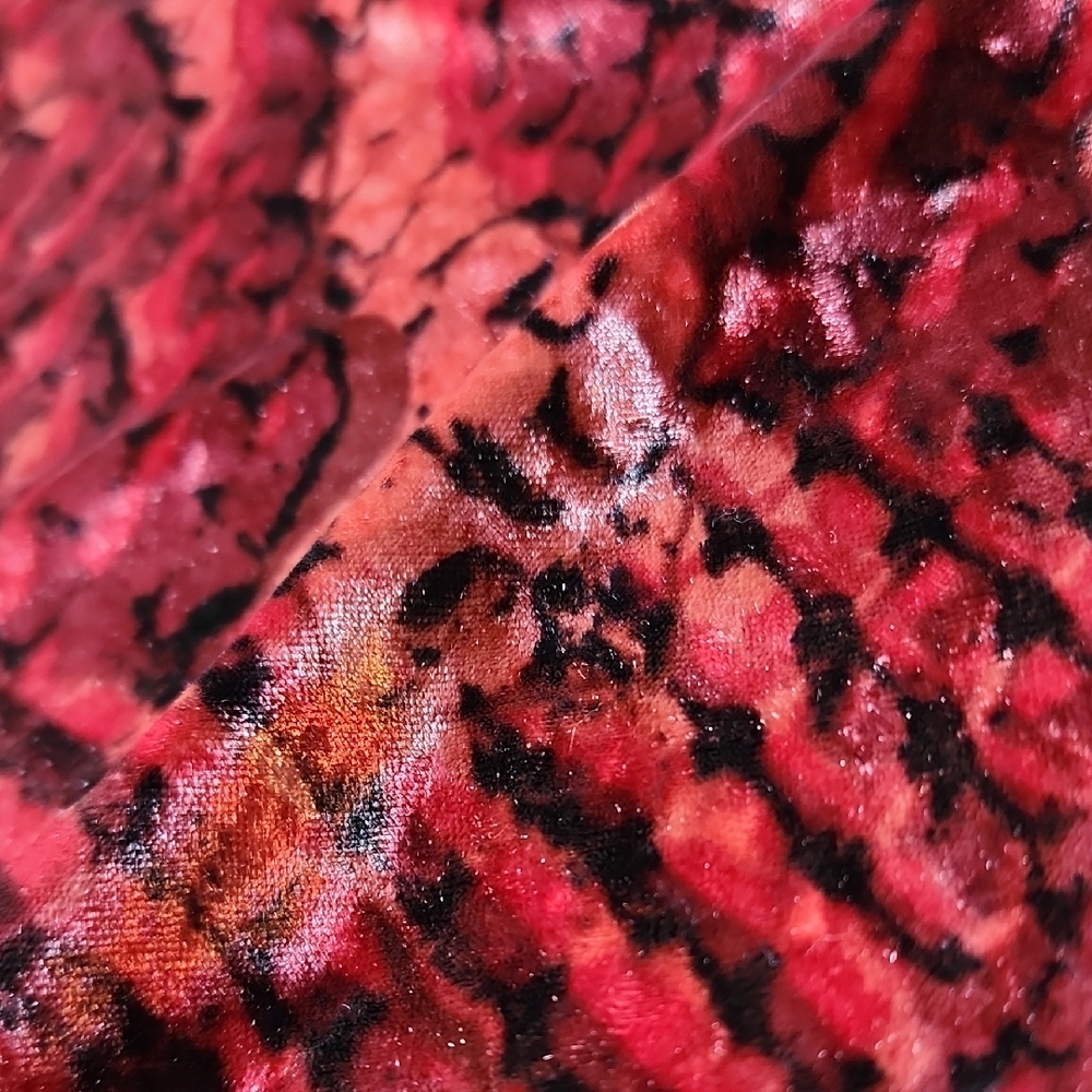 PROJECT RUNWAY |‎ Red Velvet Snakeskin Ruched Drawstring Balloon Sleeve Top | M - Picture 5 of 9